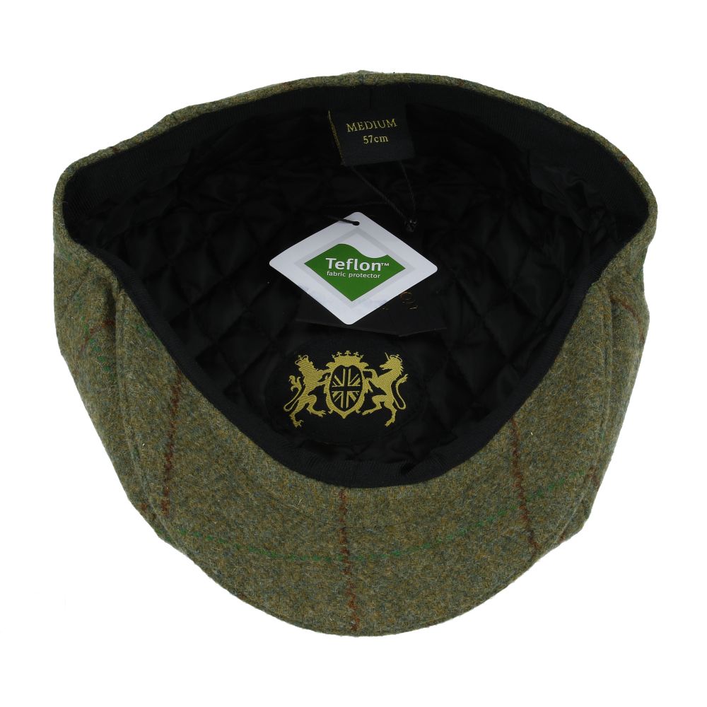 Maz Genuine Tweed Newsboy Cap With Durable Green & Red Stripes
