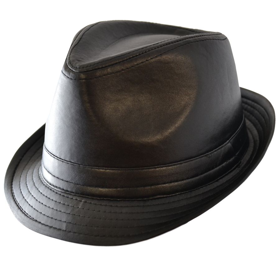 Black PVC Trilby Hat