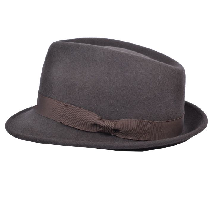 Maz Crushable Wool Felt Trilby Hat, Brown