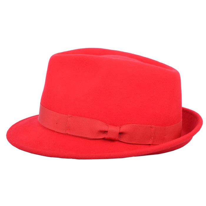 Maz Crushable Wool Felt Trilby Hat, Red