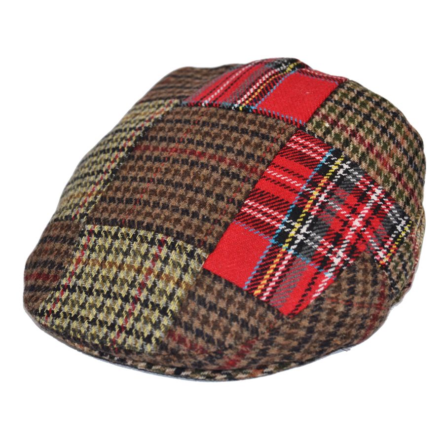 G&H Mixed Tweed & Check Patch Flat Cap