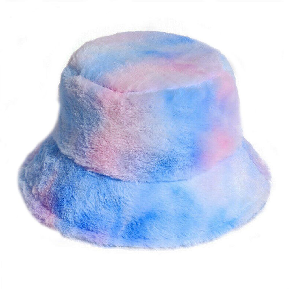 Maz Tie Dye Pattern Fluffy Faux Fur Bucket Hat