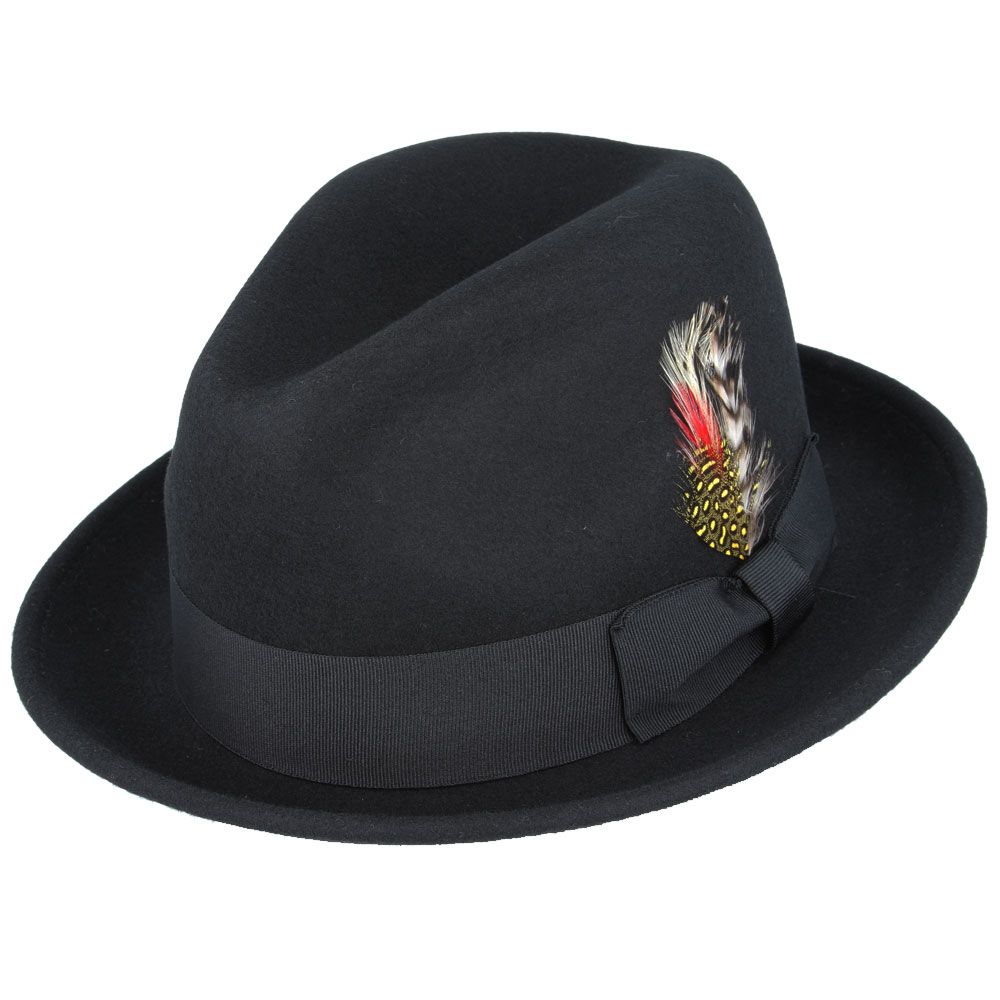 Maz Crushable C-Crown Trilby Hat, Black