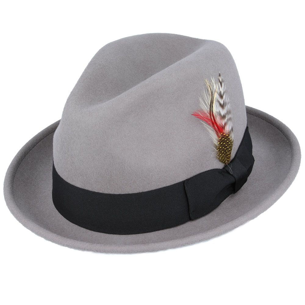 Maz Crushable C-Crown Trilby Hat, Grey
