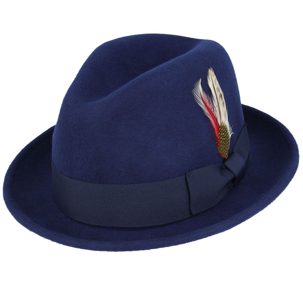 Maz Crushable C-Crown Trilby Hat, Navy