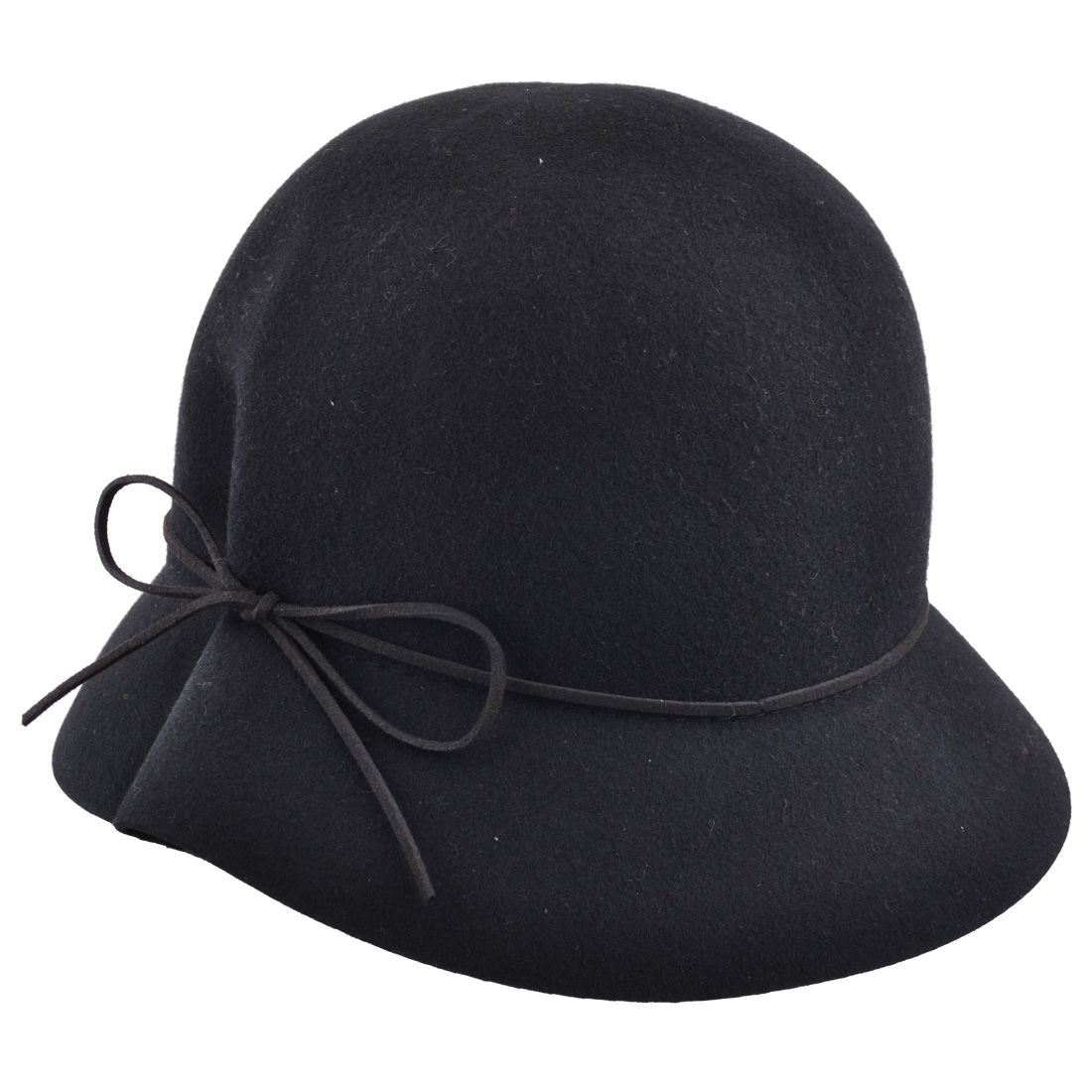 Wool Felt Cloche Hat With Thin Bow
