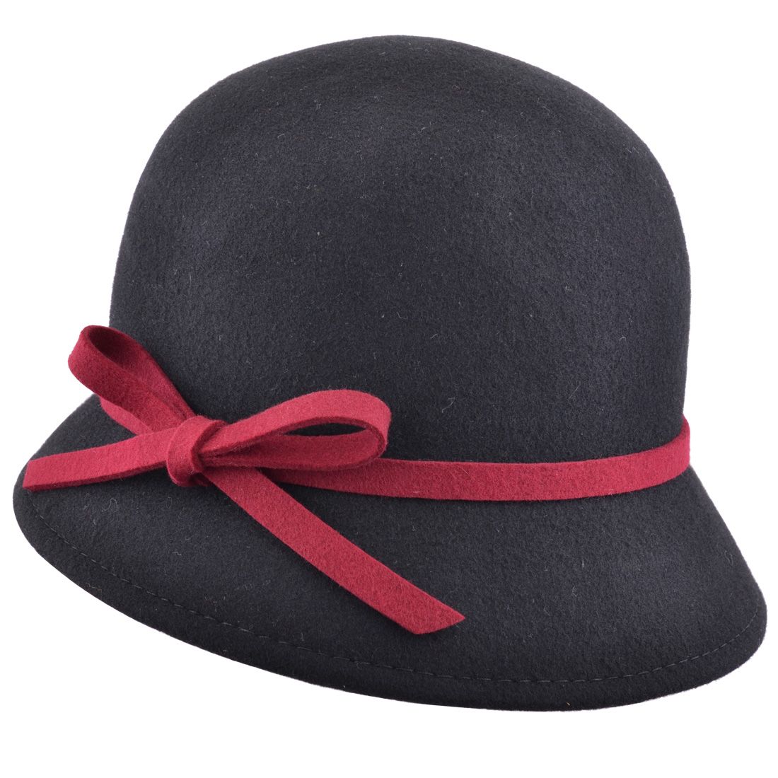 Wool Felt Cloche Hat With Bow