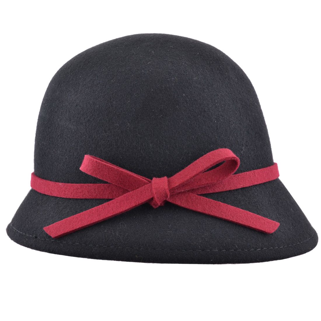 Wool Felt Cloche Hat With Bow