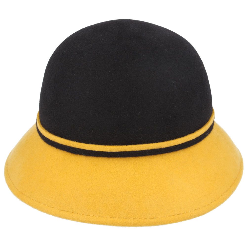 Maz Wool Two Tone Cloche Hat With Flower At The Side