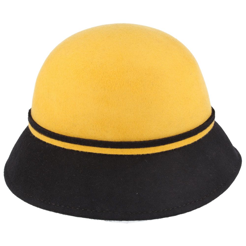 Maz Wool Two Tone Cloche Hat With Flower At The Side