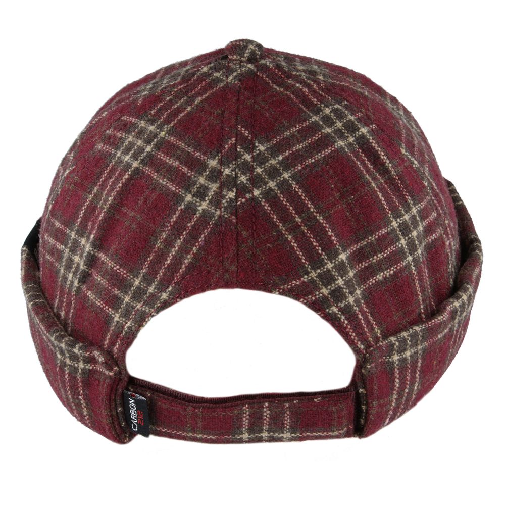Carbon212 Check Tweed Rolled Cuff Retro Fashion Brimless Docker Hat