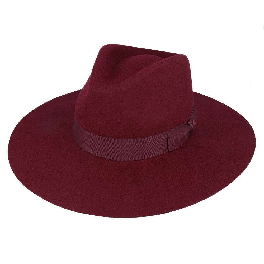Maz Stiff Wide Brim Wool Fedora Hat