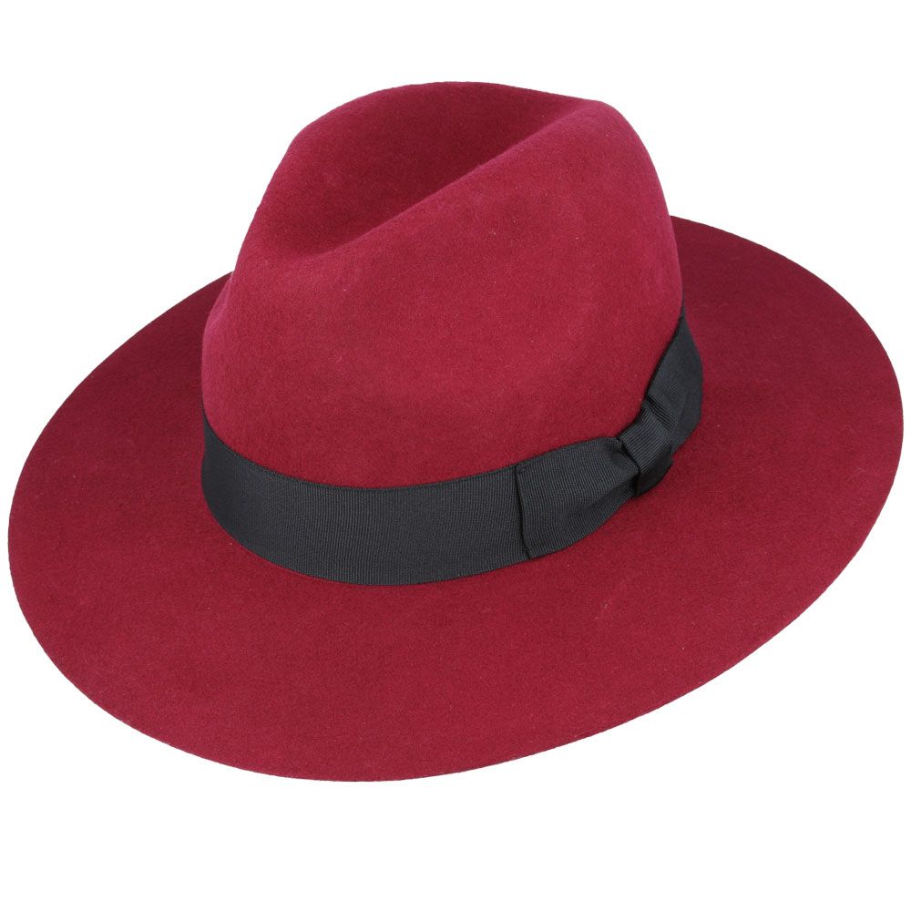 Gladwin Bond Wide Flat Brim Wool Fedora Hat
