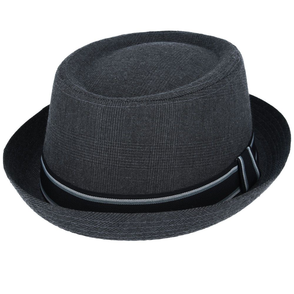 Maz Cotton Pork Pie Hat With Strip Band, Black