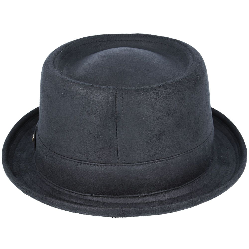 Gladwin Bond Leather Look Pork Pie Hat, Black