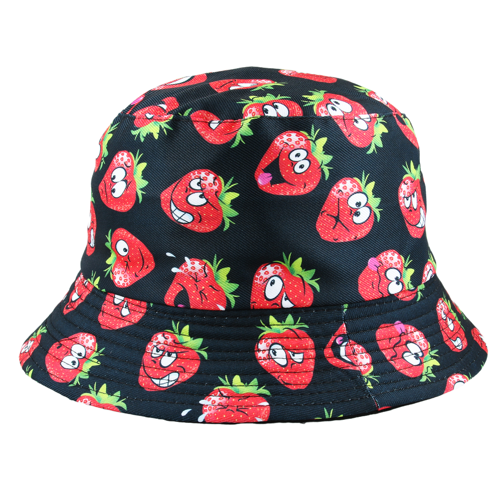 Maz Reversible Strawberry Print Pattern Fisherman Bucket Hat