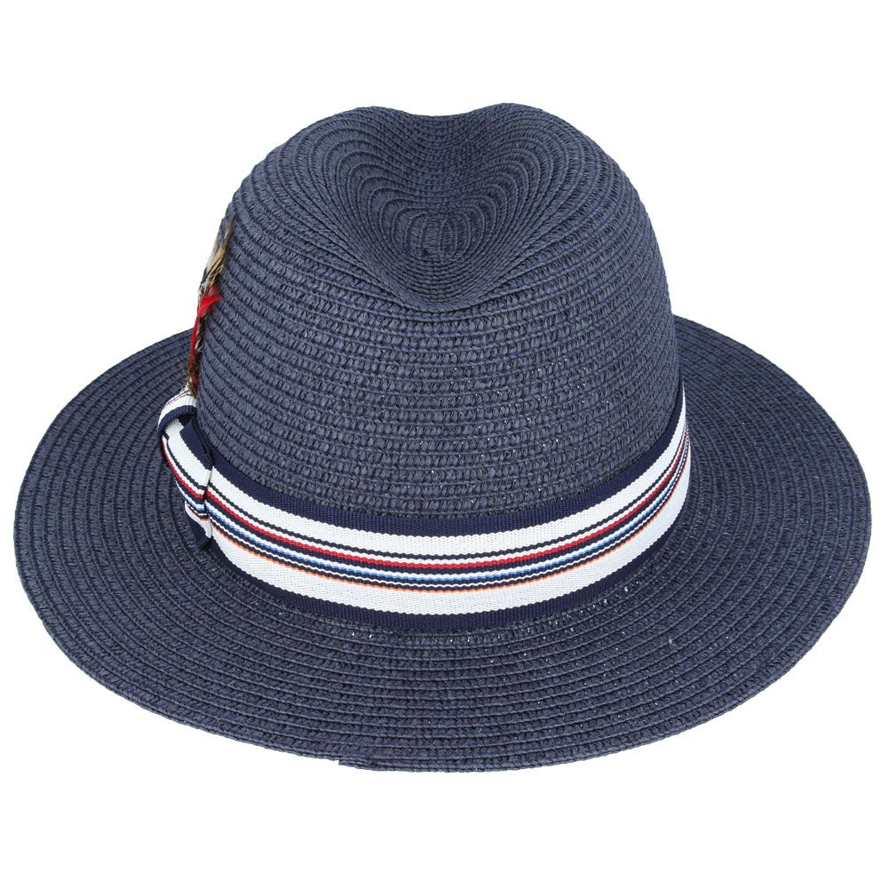 Maz Summer Paper Straw Fedora Hat With Strip Band