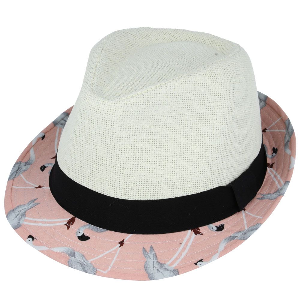 Maz Summer Paper Straw Flamingo Trilby Hat