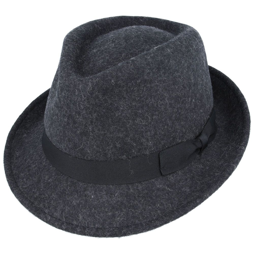 Maz Crushable Felt Trilby Hat, Mix Charcoal
