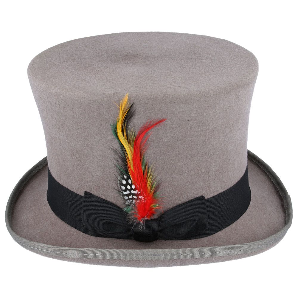 Maz Wool Felt Victorian Top Hat, Grey
