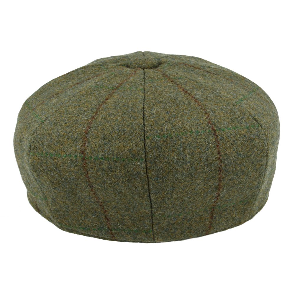 Maz Genuine Tweed Newsboy Cap With Durable Green & Red Stripes
